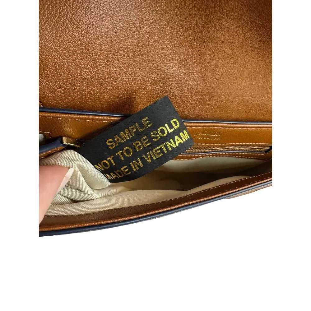 Lauren Ralph Lauren Spencer Leather Shoulder Bag Brown Gold LRL SAMPLE - Picture 10 of 16